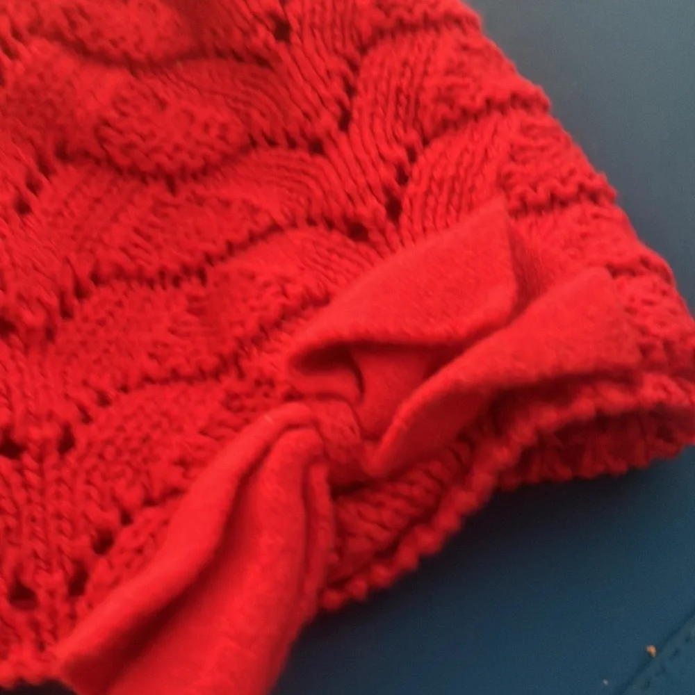 FINAL MARKDOWN Children lined Red Knit Beanie with Bow
